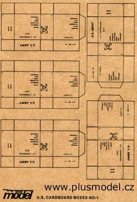 PLS009 - Model reduced of 5 us cardboard boxes dimension 2 x 2 x 1cm not build - 1