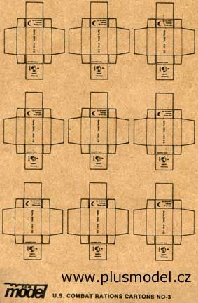 PLS011 - Model reduced of 9 us combat rations cartons 1,3 x 0,4 x 0,8 cm not build for diorama - 1