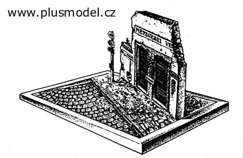 PLS032 - Miniature house ruin to assemble and paint 21.5 cm long and 15 cm high with 27 x 18 cm base - 1