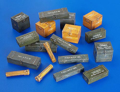 PLS4021 - Model reduced ammmunition containers germany WWII not paint with stickers - 1