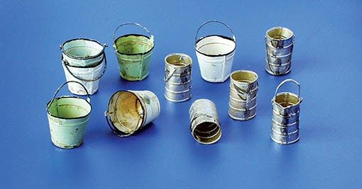 PLS4029 - 10 metal buckets and cans to be assembled no paint - 1