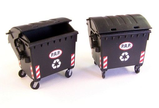 PLS433 - Model reduced of 2 waste container not paint - 1