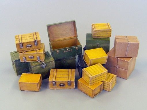 PLS452 - Model reduced of 19 boxes not paint for diorama - 1