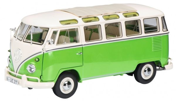 SCH286 - VW T1b Samba, Green and Beige - 1