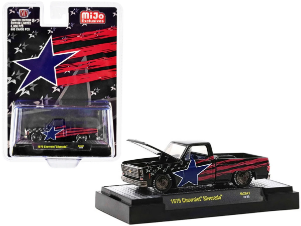 M2M-31500MJS47 - CHEVROLET Silverado Pick-up stars and stripes 1979 black, red and blue - 1