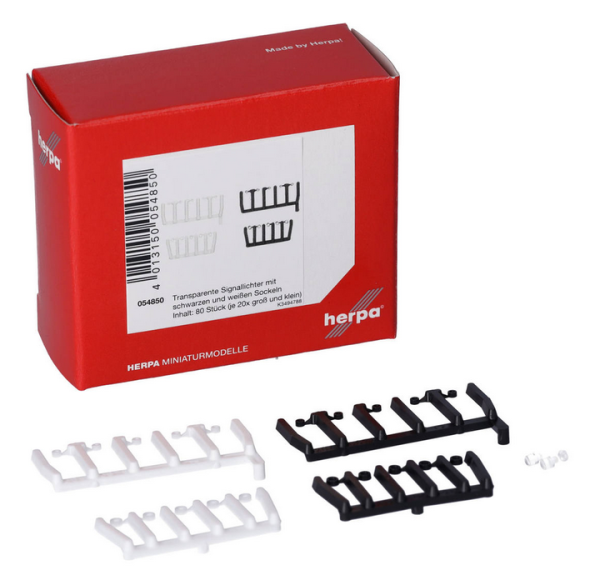 HER054850 - 80 transparent indicator lights with black and white bases - 1