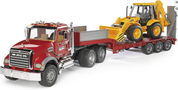 BRU2813 - MACK machine carrier with backhoe loader.1/16 - 1