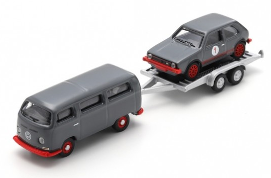 SCH87U00067 - VOLKSWAGEN T2 Bus with trailer and VOLKSWAGEN Golf I GTI - 1