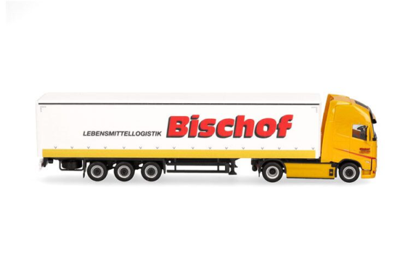 HER319348 - VOLVO FH GL XL electric 4x2 with 3-axle curtain-sided trailer with tailgate BISCHOF - 1