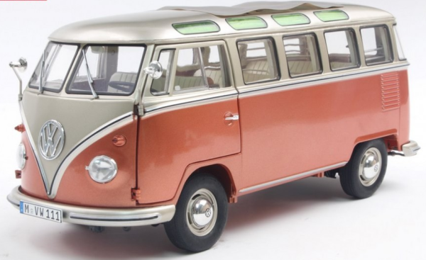 SCH605 - VOLKSWAGEN T1 Samba Bus 1962 orange and metallic grey - 1