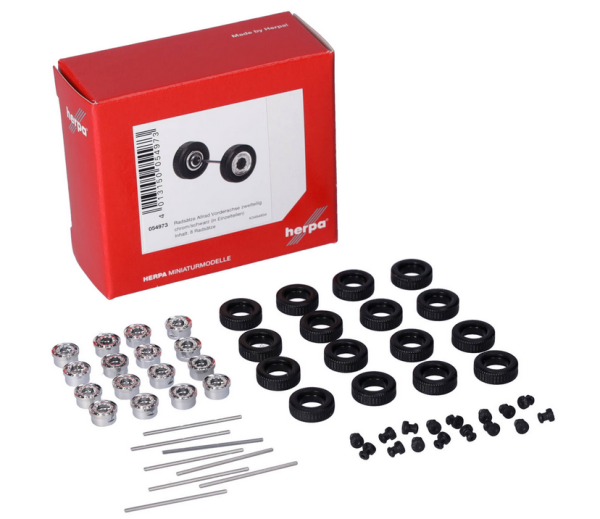 HER054973 - Tyres and front axles in two parts chrome and black - 8 sets - 1