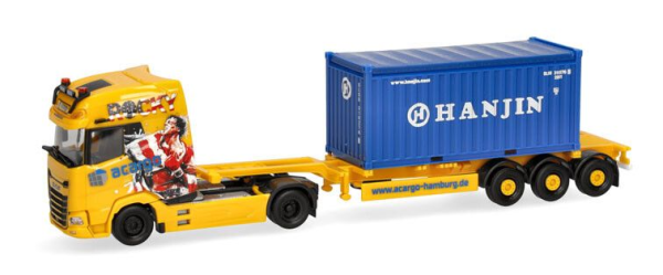 HER320672 - DAF XG 4x2 with 3-axle Acargo 20-foot open-top container carrier HANJIN - 1
