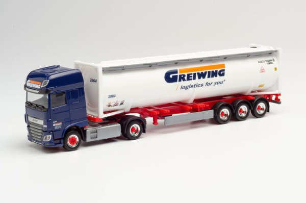 HER312004 - DAF XF SSC 4x2 with container carrier and 3 axles tank container GREIWING - 1