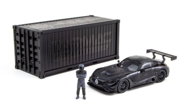 T64-008-4A4B - MERCEDES AMG GT3 #4 2018 with container and figure Black - 1
