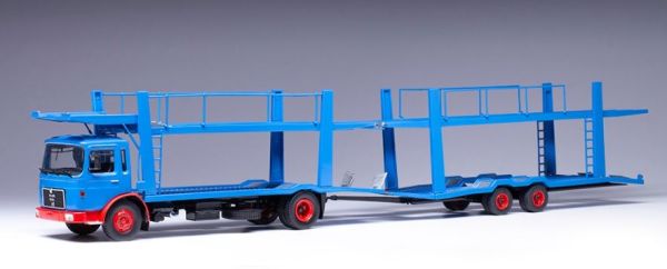 IXOTTRX034 - MAN 4x2 car transporter with 2-wheel trailer, 1970, blue - 1
