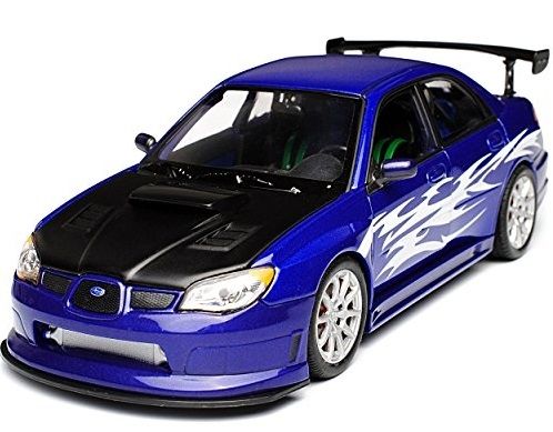 WEL22487WA - SUBARU Impreza Sti R 2010 blue tuning version black hood with white flames - 1