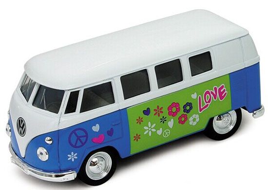 WEL701229BBL - VOLKSWAGEN mini bus white blue 1962 love - 1