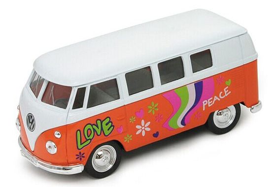 WEL701229BO - VOLKSWAGEN mini bus white orange 1962 peace and love - 1