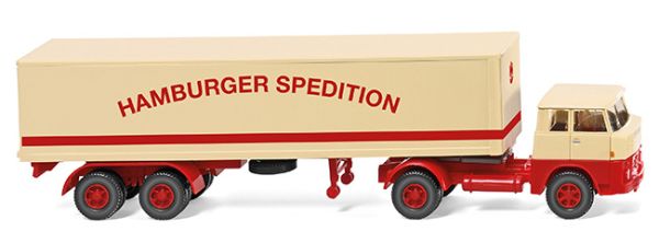 WIK051319 - HENSCHEL HS 14/16 4x2 with box semi trailer 2 axles Hamburger Spedition - 1