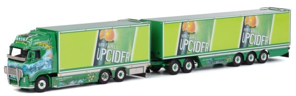WSI01-1023 - VOLVO FH02 Globetrotter XL rigid box 6x2 combi trailer and dolly RISTIMAA CIDER SHARK - 1
