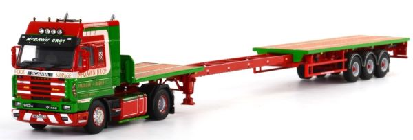WSI02-1599 - SCANIA R143 Streamline 4x2 with dennison Flatbed Trailer 3 axle extensible MC GAWN BROTHERS - 1