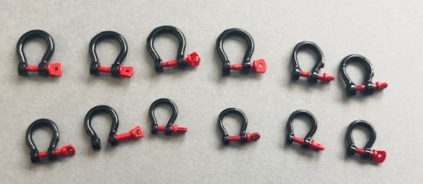 YCC631-3 - 12 Shackles - 4 x 100 Tons, 4 x 55 Tons, 4 x 25 Tons Black - Miniature - 1