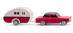 WIK020203 - FORD Taunus 12M red with caravan