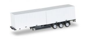 HER076494-002 - 3-axle container trailer with two white 20ft containers
