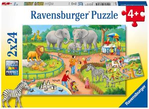 RAV078134 - 2x24 Piece Puzzle A Day at the Zoo