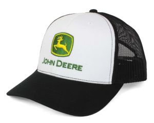 1308-3346-WHBK - Black and white JOHN DEERE cap with mesh back