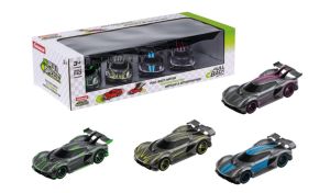 CARRERA15813029 - 4-Pack Hypercar (friction-powered) - grey - green - yellow - blue - pink