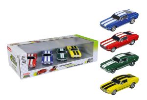 CARRERA15813031 - 4-Pack 1967 Ford Mustang (friction-powered) - blue - red - green - yellow