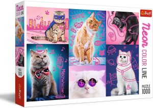 TRF10581 - Puzzle 1000 Pieces Cats with color neon Pink