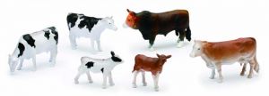 NEW05593E - Set of 3 standing cows, 2 calves and 1 bull