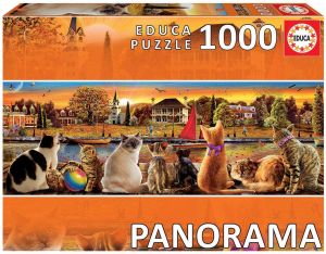 EDU18001 - 1000 Piece Panoramic Puzzle Cats on the quay