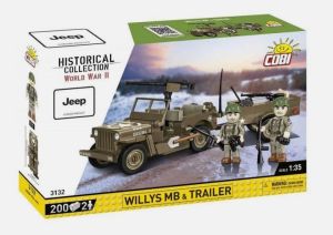 COB3132 - Jeep Willys MB Military Vehicle with Trailer - 200 Pieces