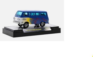 M2M-31600-GS14 - 1965 Ford Econoline Van, blue Gasser with flames, still in blister pack