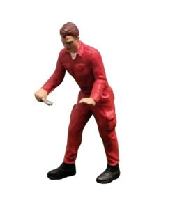 ATLAN32009_ROUGE - Mechanic in red overalls with key