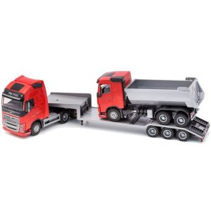 EMEK33715 - VOLVO FH16 6x4 red with 3-axle carrier and 6x4 dump truck