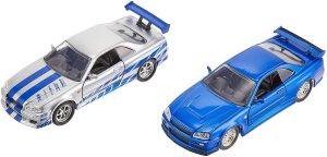 JAD31980 - Pack 2 NISSAN GTR R34 blue and gray Fast and Furious