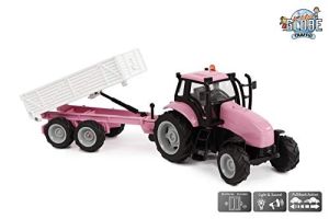 KID510241 - Pink tractor with trailer