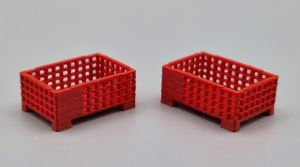 MSM5471/06 - 2 Half-height wire mesh pallet boxes, red - L.24 x W.16 x H.10.3 mm