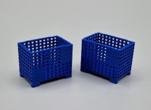 MSM5471/07 - 2 Blue Wire Mesh Pallet Boxes - L.24 x W.16 x H.19.4 mm