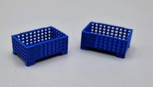 MSM5471/08 - 2 Blue Half-Height Wire Mesh Pallet Boxes - L.24 x W.16 x H.10.3 mm