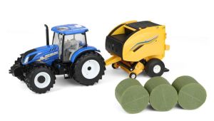 ERT61029 - NEW HOLLAND T6.175 with 561 round baler and 3 bales