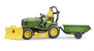 BRU62104 - Gardening with JOHN DEERE lawn tractor, trailer and accessories