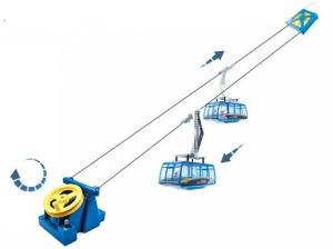 JC89390 - Ski lift with 2 blue electric gondolas