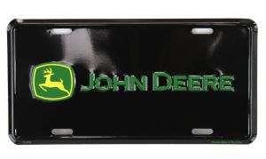 97058-DEERE - Black metal sign with JOHN DEERE logo - 15x30 cm
