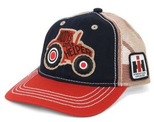 A3487-GV-TOD - Children's cap, black and red, INTERNATIONAL style, beige mesh back