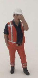 ADF32143 - Worksite character holding his head